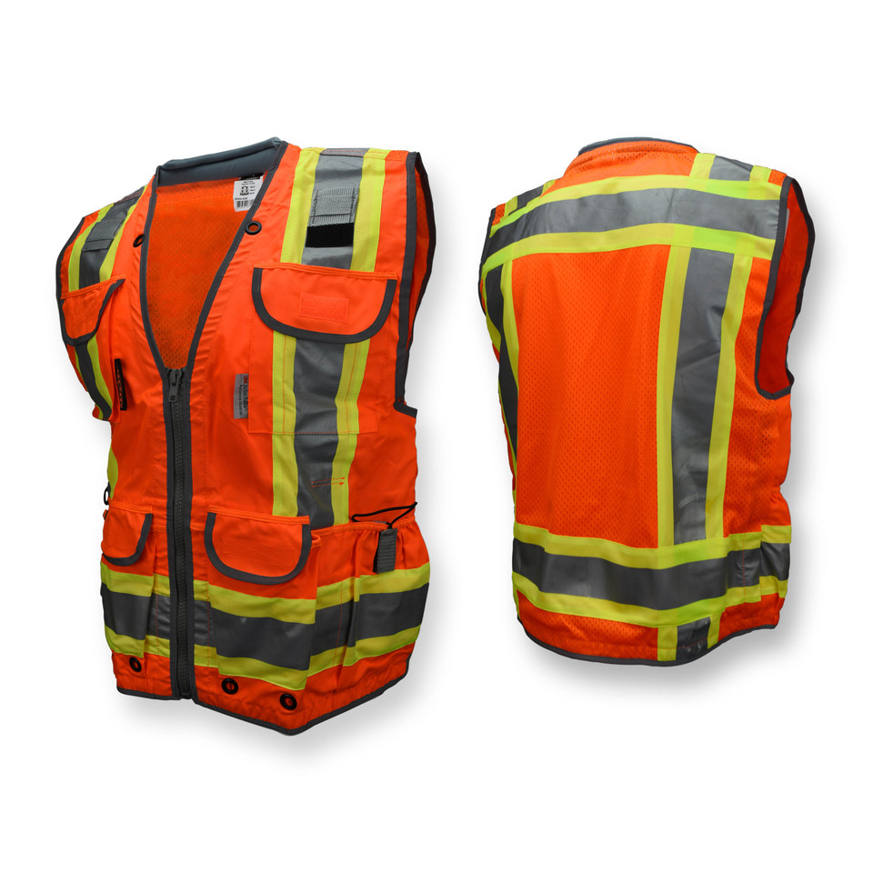 Radians SV55-2ZOD-3X Type R Class 2 Heavy Duty Two Tone Engineer Safety Vest | Hi-Vis Orange | 3X-Large Size