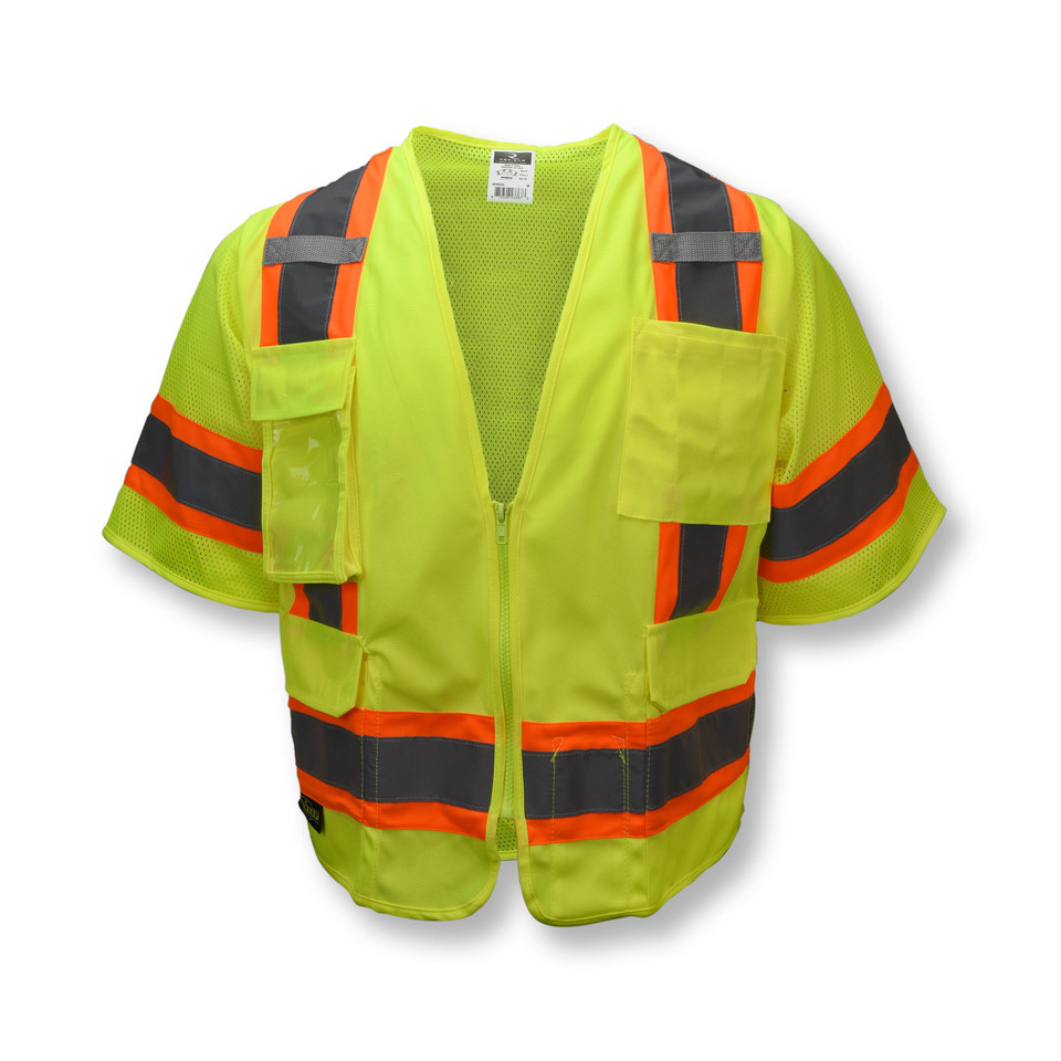 Radians SV63G3X Type R Class 3 Two Tone Surveyor Safety Vest | Hi-Vis Green | 3X-Large Size | Case of 24 Units
