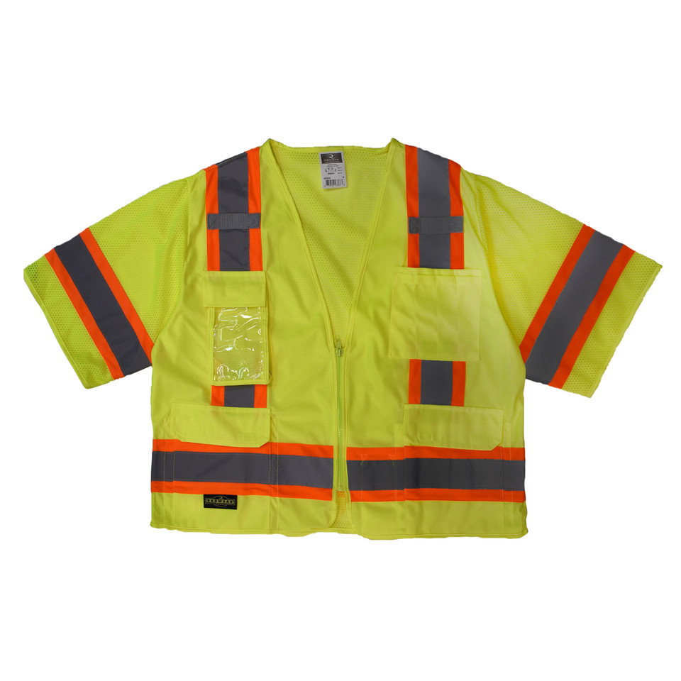 Radians SV63G4X Type R Class 3 Two Tone Surveyor Safety Vest | Hi-Vis Green | 4X-Large Size | Case of 24 Units
