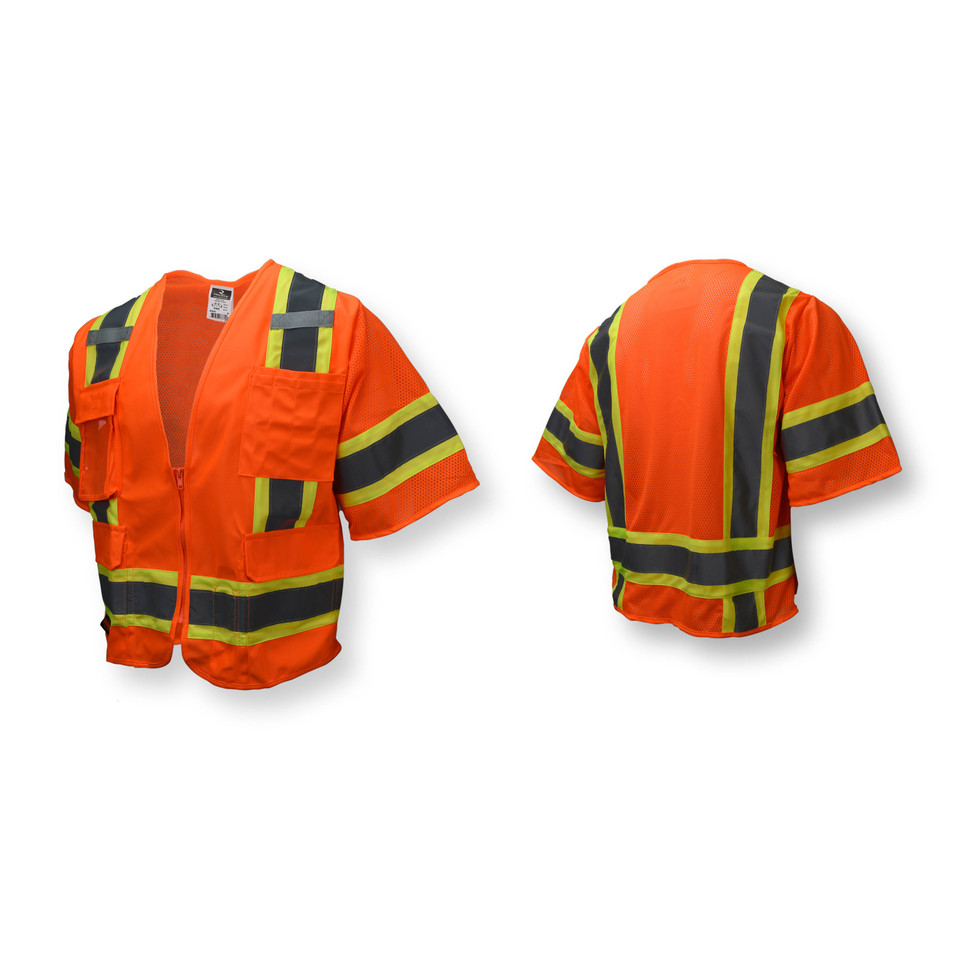 Radians SV63O5X Type R Class 3 Two Tone Surveyor Safety Vest | Hi-Vis Orange | 5X-Large Size | Case of 24 Units
