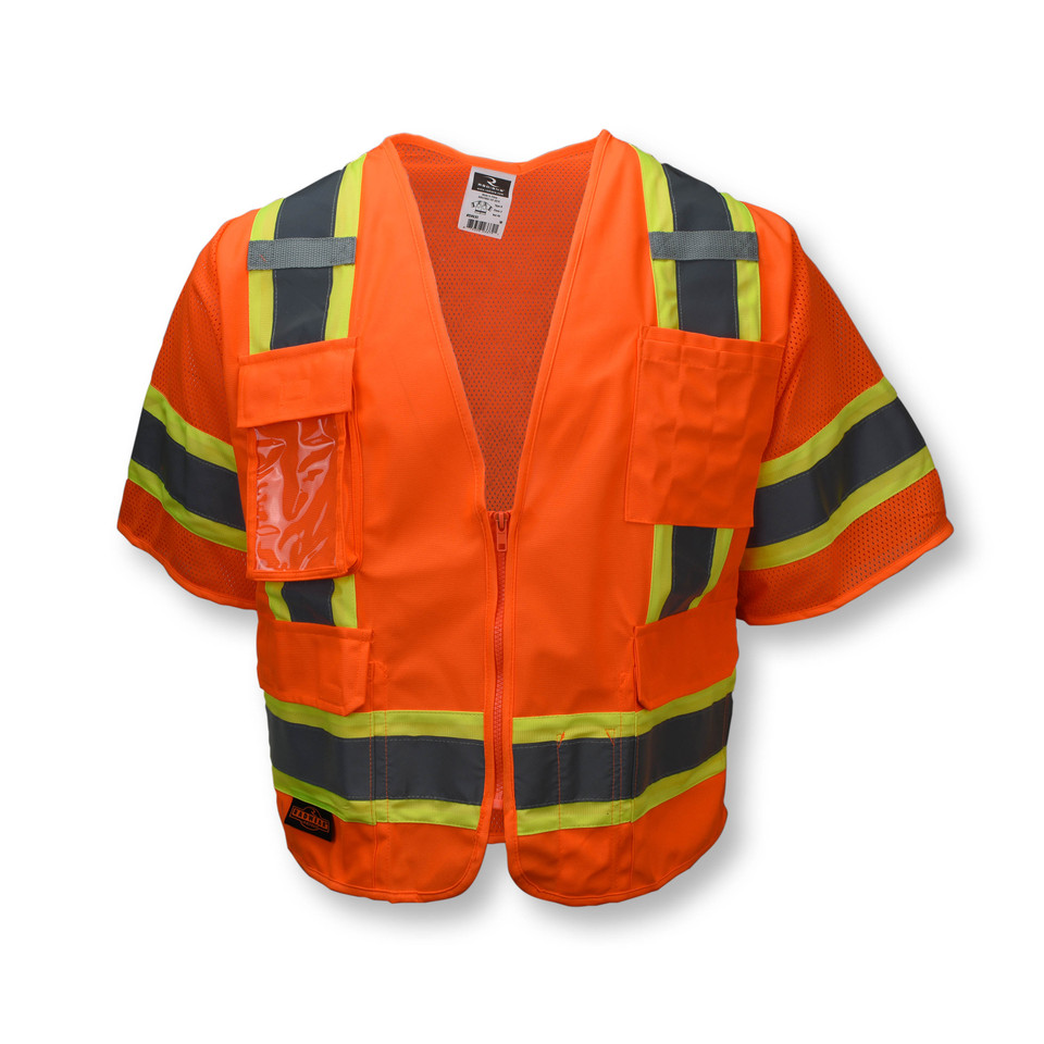 Radians SV63O5X Type R Class 3 Two Tone Surveyor Safety Vest | Hi-Vis Orange | 5X-Large Size | Case of 24 Units