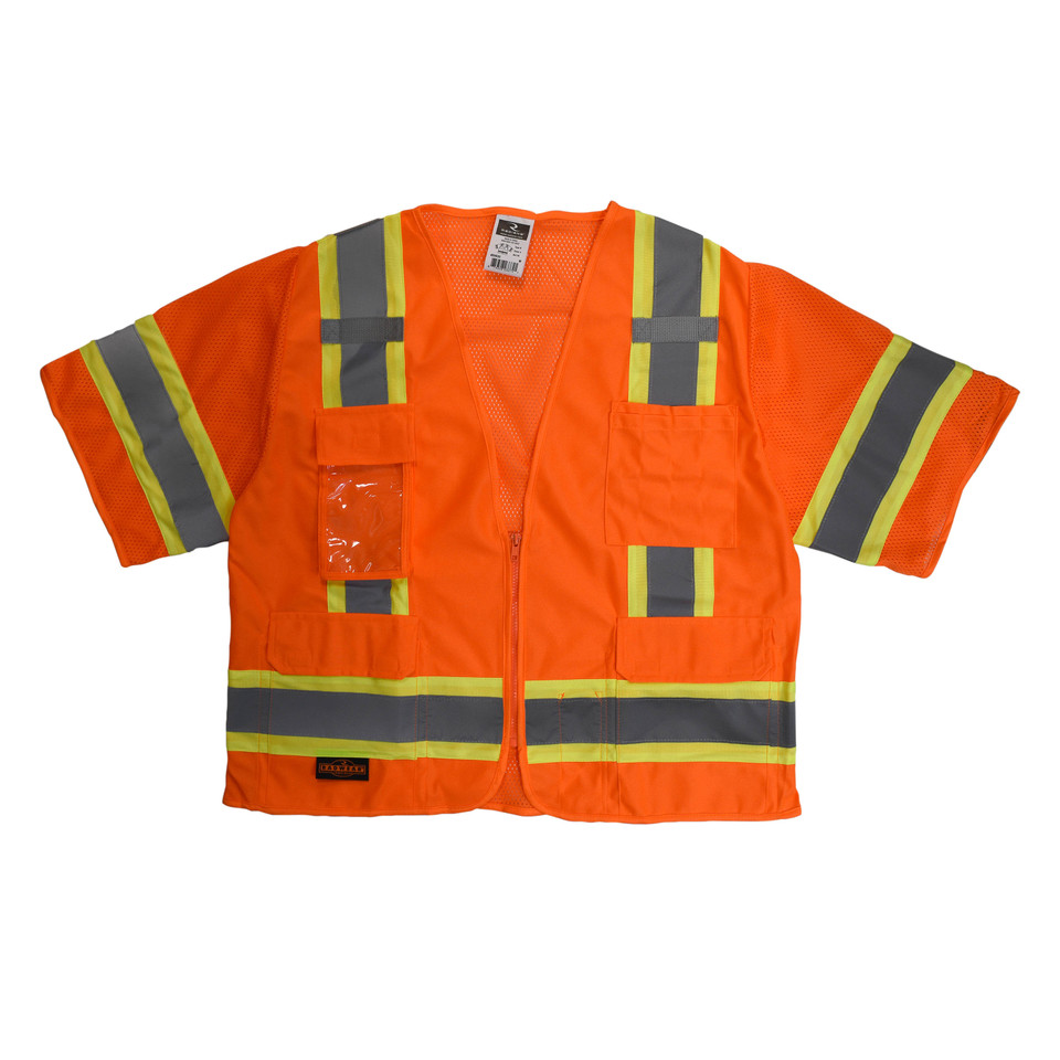 Radians SV63O5X Type R Class 3 Two Tone Surveyor Safety Vest | Hi-Vis Orange | 5X-Large Size | Case of 24 Units