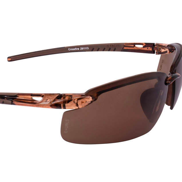 Crossfire 29117 ES5 Premium Safety Glasses | Crystal Brown Frame | HD Brown Mirror Lens | Box of 12