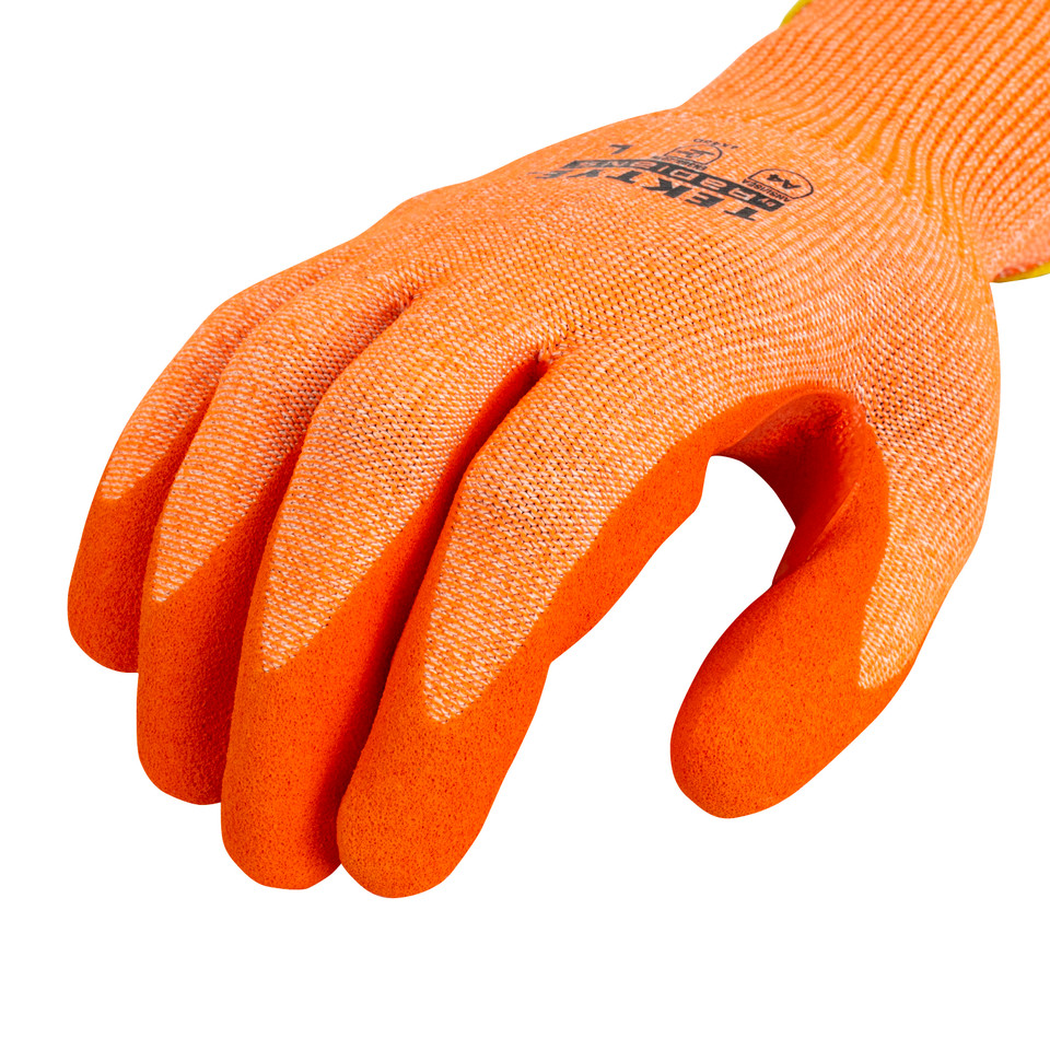 Radians RWG703S TEKTYE A4 Cut Protective Work Gloves | Reinforced Thumb | Hi-Vis Orange | Small Size | Box of 12 Pairs
