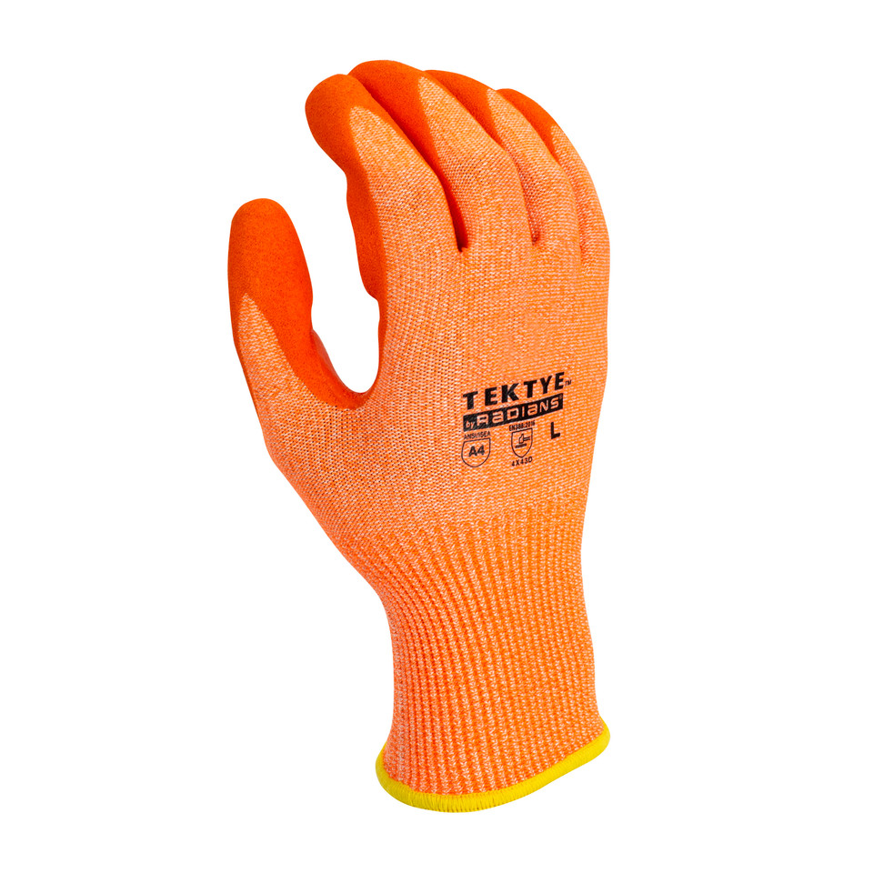 Radians RWG703XL TEKTYE A4 Cut Protective Work Gloves | Reinforced Thumb | Hi-Vis Orange | X-Large Size | Box of 12 Pairs