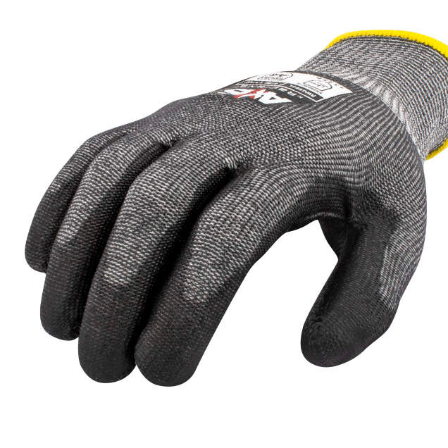 Radians RWG560XL AXIS A4 Cut Protection Work Gloves | Black Polyurethane Palm | Gray | X-Large Size | Case of 10 Boxes of 12 Pairs in Each Box