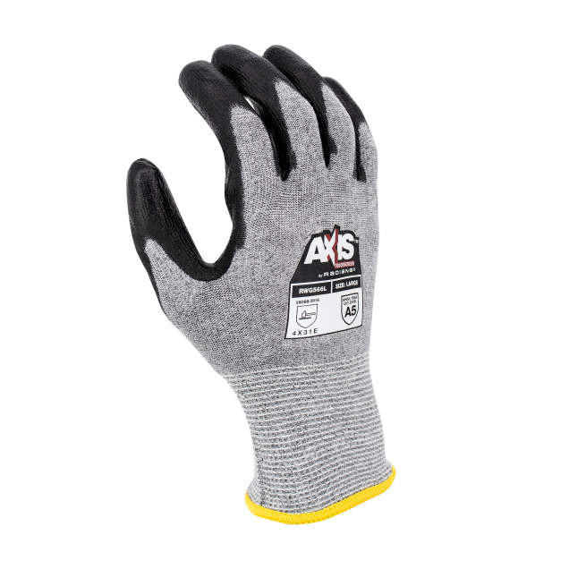 Radians RWG566XS AXIS A5 Cut Protection Work Gloves | Touchscreen | Gray | X-Small Size | Case of 10 Boxes of 12 Pairs in Each Box