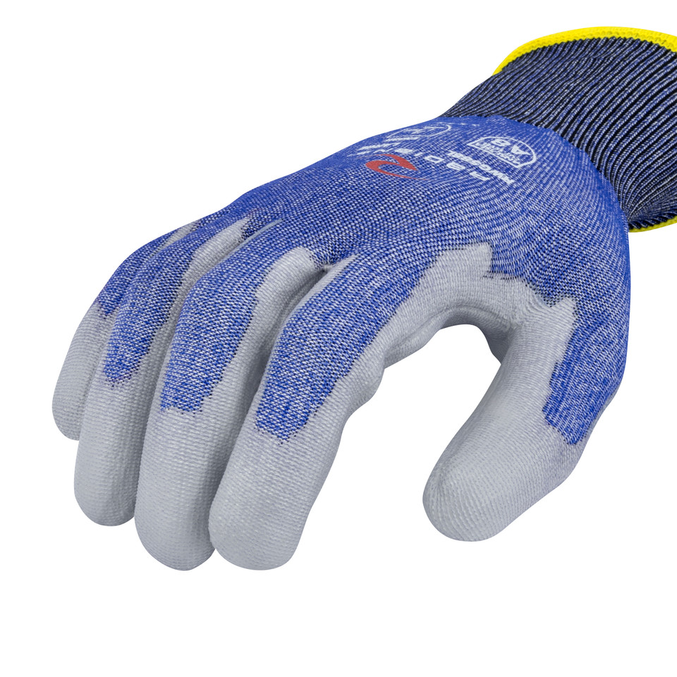 Radians RWG588S A8 Cut Protection Work Gloves | Polyurethane Palm | Blue | Small Size | Box of 12 Pairs