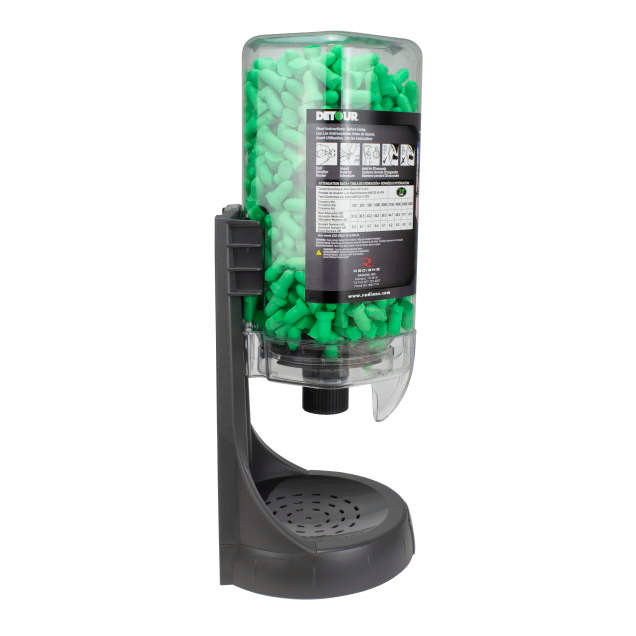 Radians FPD-500L30 Refillable Dispenser with Detour 32 NNR FP30 Earplugs | Wing Shape | Uncorded | Green