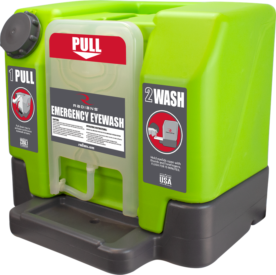 Radians Vision Aid REW01112 Emergency Eyewash Tank | 12 Gallon | Gravity-Fed | Green
