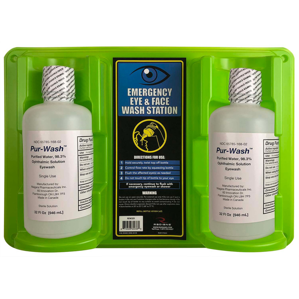 Vision Aid REW32D Wall-Mounted Personal Eyewash Station | 32 Ounce Capacity | 2 Bottle | Case of 2 Units
