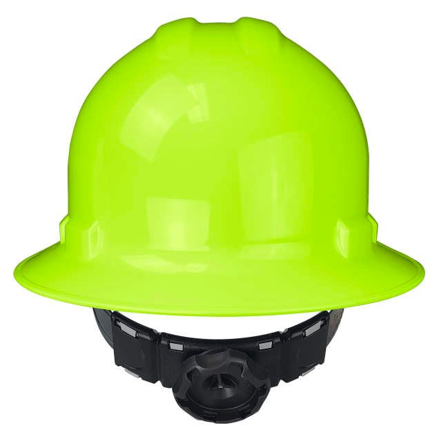 Radians QHR6-GREEN-HV Quartz Full Brim Hard Hat | 6 Point Crown Strap Ratchet Suspension | Pillowed Brow Pad | Hi-Vis Green | Case of 10 Units