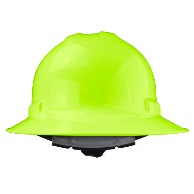 Radians QHR6-GREEN-HV Quartz Full Brim Hard Hat | 6 Point Crown Strap Ratchet Suspension | Pillowed Brow Pad | Hi-Vis Green | Case of 10 Units