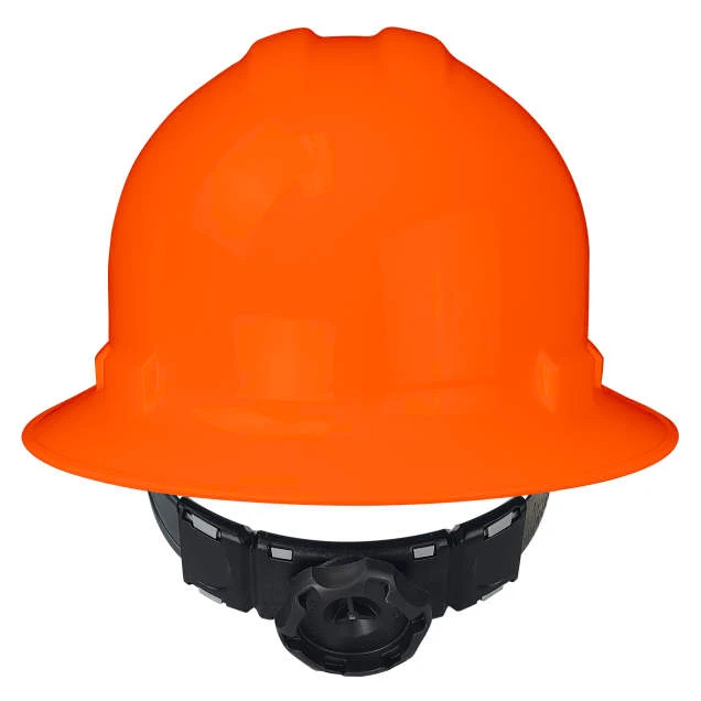 Radians QHR6-ORANGE-HV Quartz Full Brim Hard Hat | 6 Point Crown Strap Ratchet Suspension | Pillowed Brow Pad | Hi-Vis Orange | Case of 10 Units