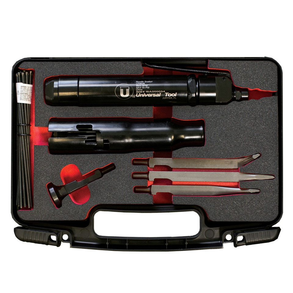 Universal Tool UT8635K-2 Chisel and Needle Scaler Kit | 4,600 BPM | 1" Bore | 1-1/8" Stroke