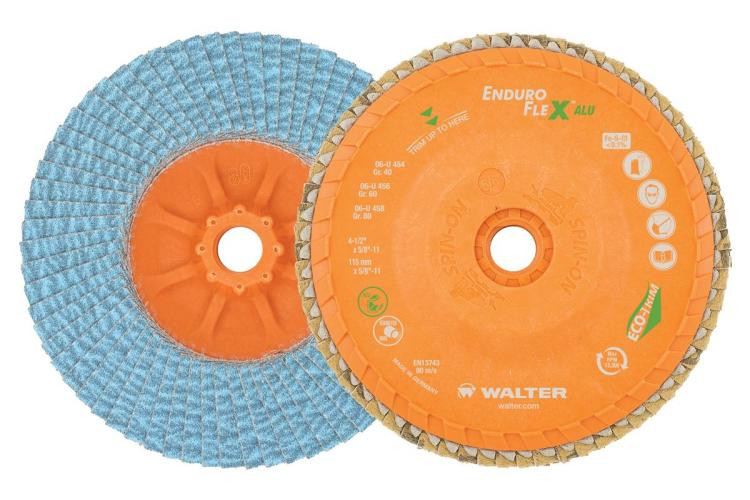 Walter Surface Technologies 06U456 ENDURO-FLEX ALU Flap Disc | 5/8" - 11 Arbor Hole | 4-1/2" Diameter | 13300 Max. RPM | Zirconia Alumina 60 Grit | Sold by Box of 10