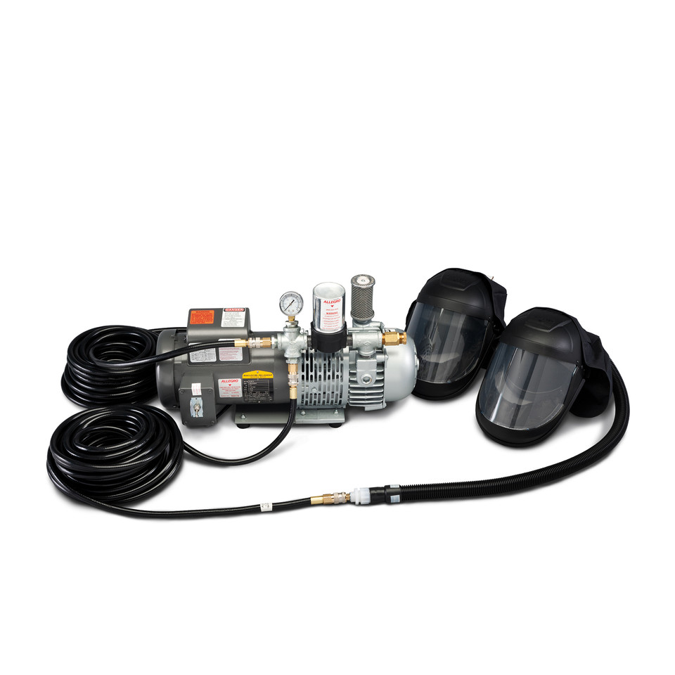 Allegro 9245-02 2-Worker SAR Shield System with Two 50' Hoses | Low Pressure | Anti-Fog Lens | Clear