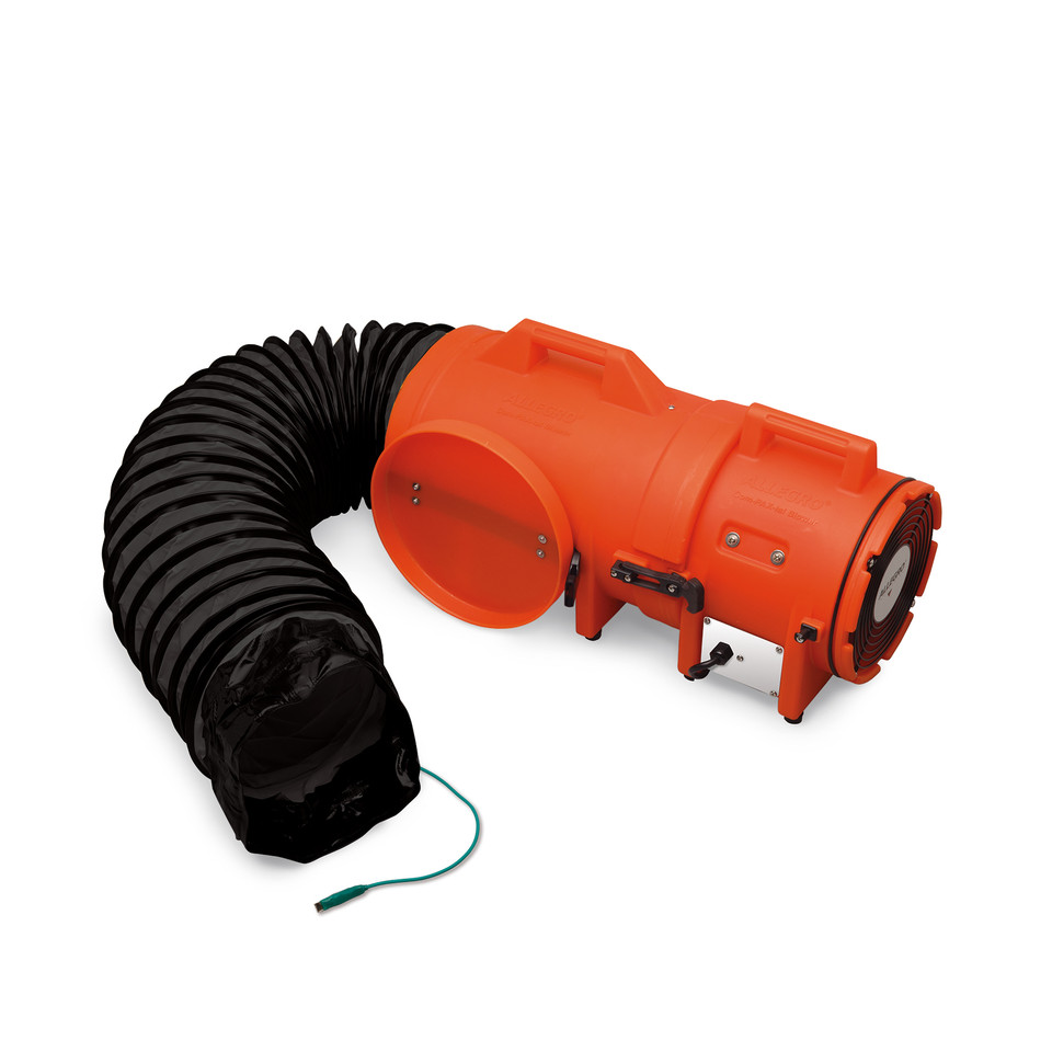 Allegro 9538-25 8" Axial Explosion-Proof Plastic Blower with Compact Canister and 25' Statically Conductive Ducting | 1/3 HP | 115V AC
