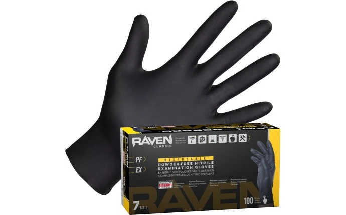 SAS Safety 66519 Raven Powder-Free Exam Grade Nitrile Disposable Gloves | 7 Mil | X-Large | Sold by Box of 100