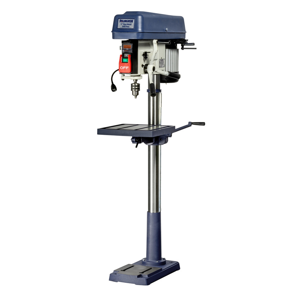 Palmgren 9680177 16-Speed Floor Step Pulley Drill Press | 17" Swing | 138 - 3476 RPM | 1 HP
