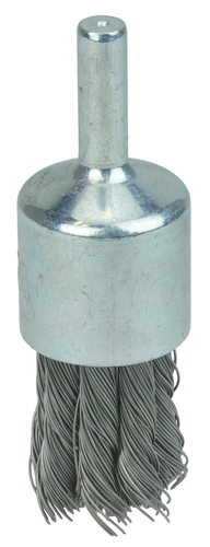 Weiler 10026-WEILER Knot Wire End Brush | 3/4" Brush Diameter | 0.02" Wire | 25000 RPM | 1/4" Stem Diameter | Steel Fill