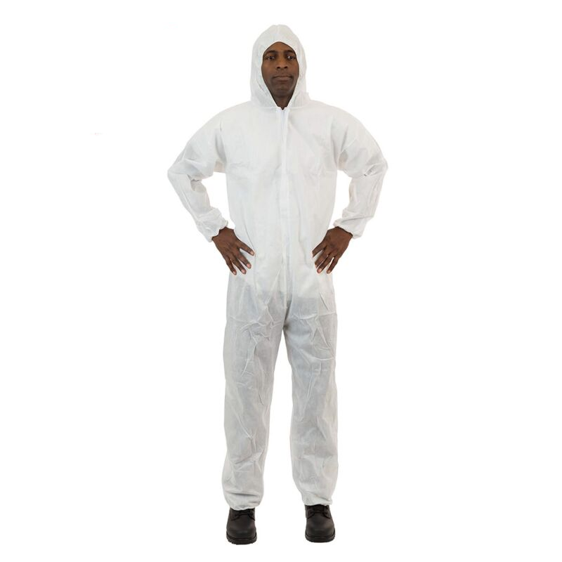 Enviroguard 2225-L Hooded Coverall | Microporous Film | Bound Seams | Storm Flap | White | Large
