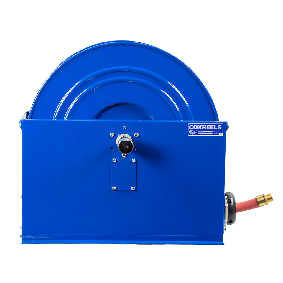 Coxreels SLPL-725 Single Hose Spring Rewind Hose Reel | SP Series | 1-1/4" Hose Diameter | 25' Hose Length | 250 Max PSI | Less Hose