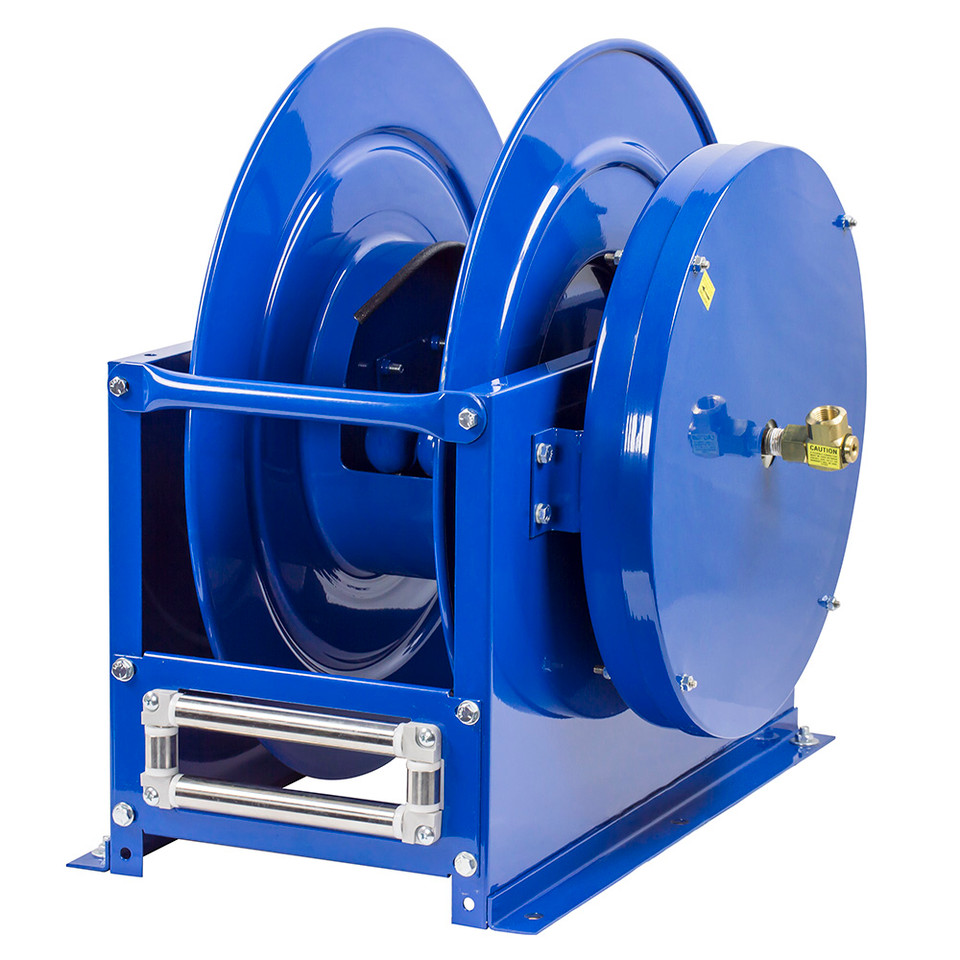Coxreels DLPL-450 Dual Hose Spring Rewind Hose Reel | DP Series | 1/2" Hose Diameter | 50' Hose Length | 300 Max PSI | Less Hose