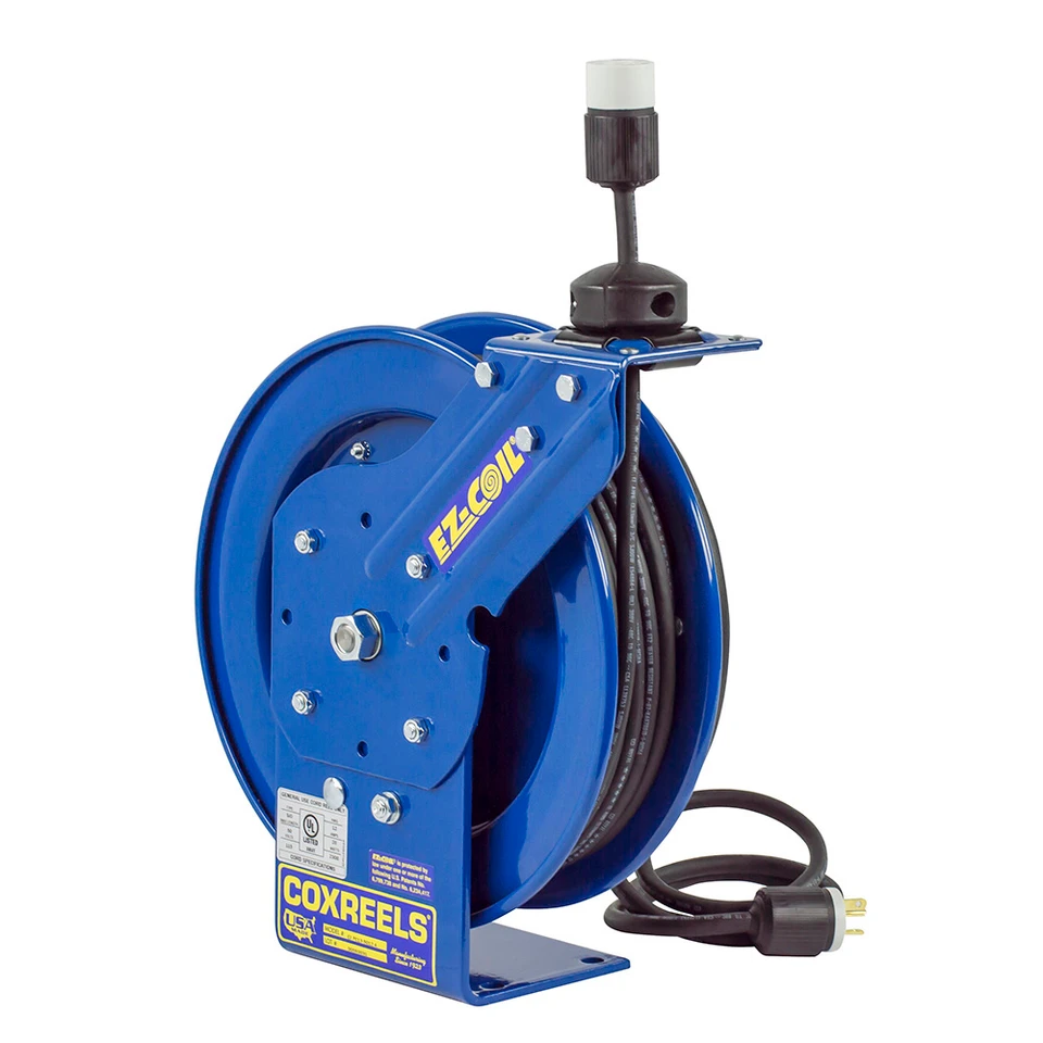 Coxreels EZ-PC24L-0012 Spring Rewind Power Cord Reel | EZ-PC Series | 100' Cord Length | 25 Amps | 115 Volts | Less Cord