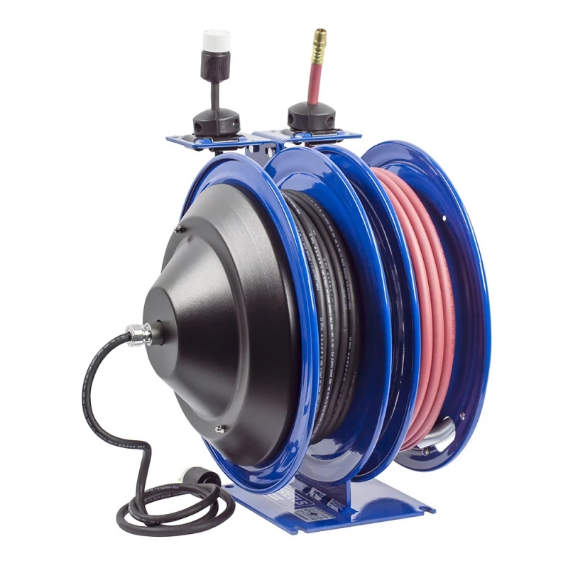 Coxreels C-L350-5016-K Dual Purpose Electric/Air Spring Rewind Reel | C Series | 3/8" Hose Diameter | 50' Hose Length | 300 Max PSI