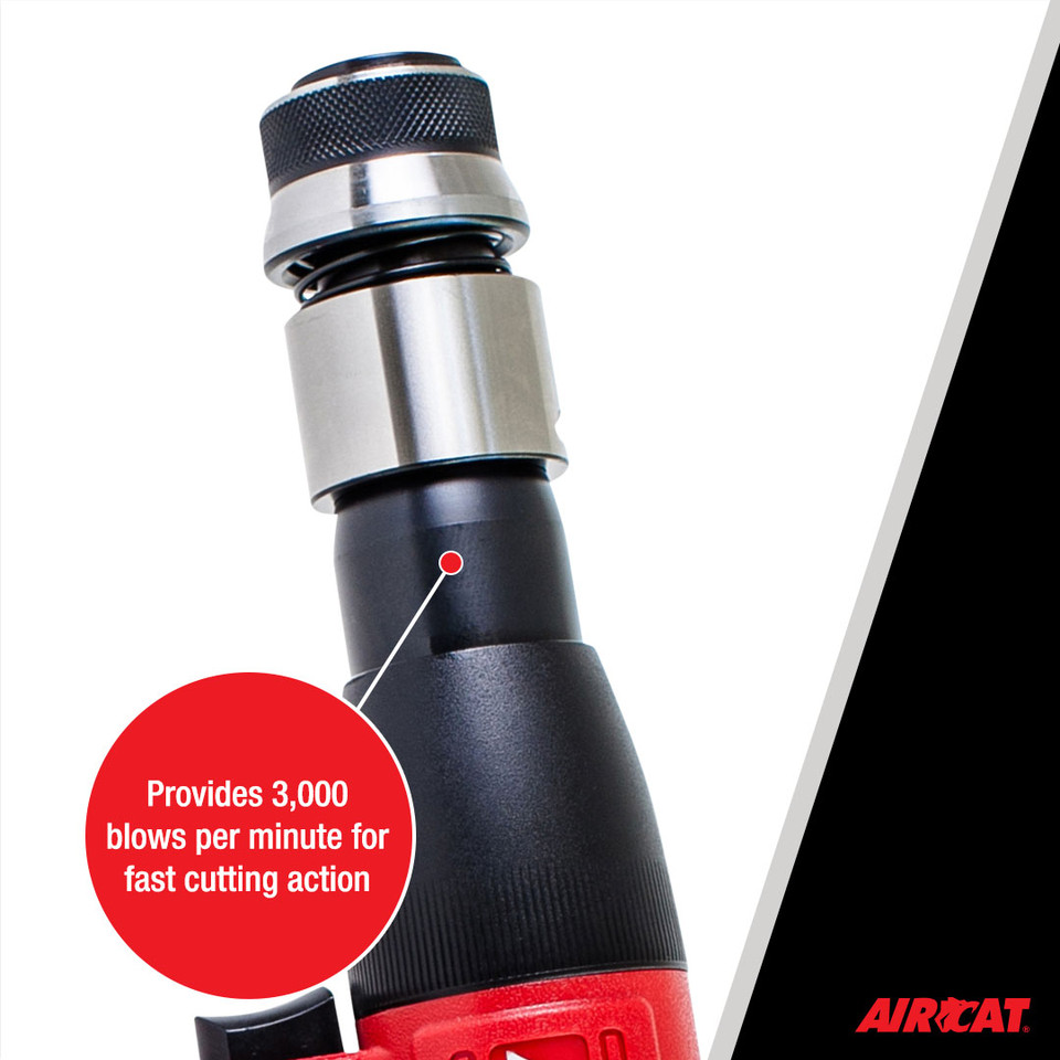 Aircat Pneumatic Tools 5100-A-T Composite Medium Stroke Air Hammer | .401" Shank | 3000 BPM | 2-5/8" Piston Stroke | Quick Change