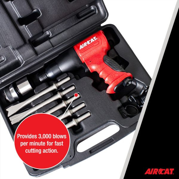 Aircat Pneumatic Tools 5100-A Super Duty Air Hammer Kit | .401" Shank | 3000 BPM | 2-5/8" Piston Stroke | Quick Change