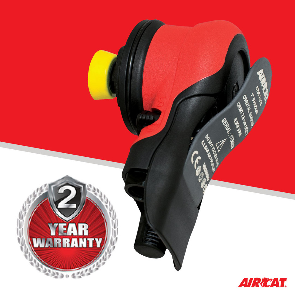Aircat Pneumatic Tools 6700-1-332 Non Vac Nib Palm Sander | 1" Pad Size | 8000 RPM | 3/32" Orbit | Hook & Loop