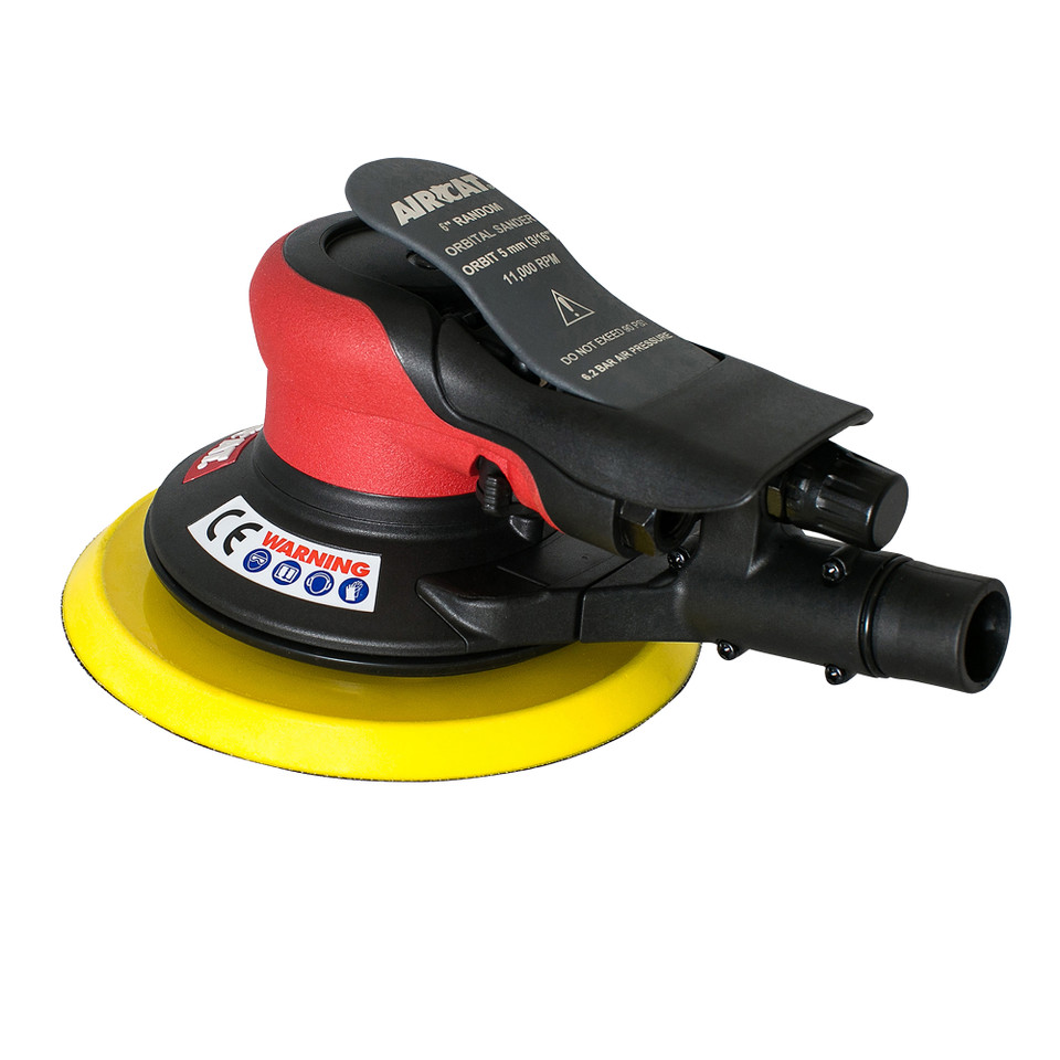 Aircat Pneumatic Tools 6700-6-336CV Central Vac Orbital Palm Sander | 6" Pad Size | 11000 RPM | 3/16" Orbit | Hook & Loop