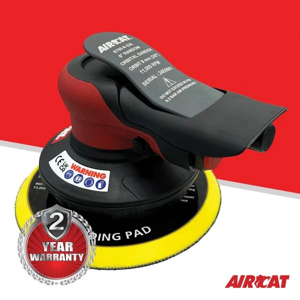 Aircat Pneumatic Tools 6700-6-338 Non Vac Orbital Palm Sander | 6 Pad Size | 11000 RPM | | Hook & Loop