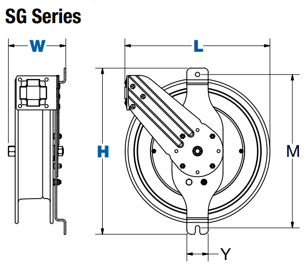 Coxreels SG17-L350 Side Mount Reel with Guide Arm, SG Series, 3/8 Hose  Diameter, 50' Hose Length