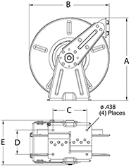 Reelcraft DP7850-OLP - 1/2 x 50 ft. Compact Dual Pedestal Air/Water Hose Reel