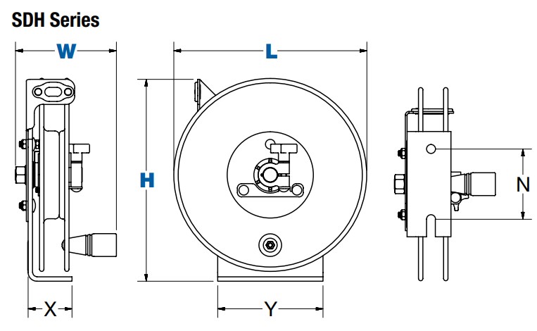 Coxreels SDHL-200 Static Discharge Hand Crank Cable Reel, SDH Series, 5/32 Cable Diameter