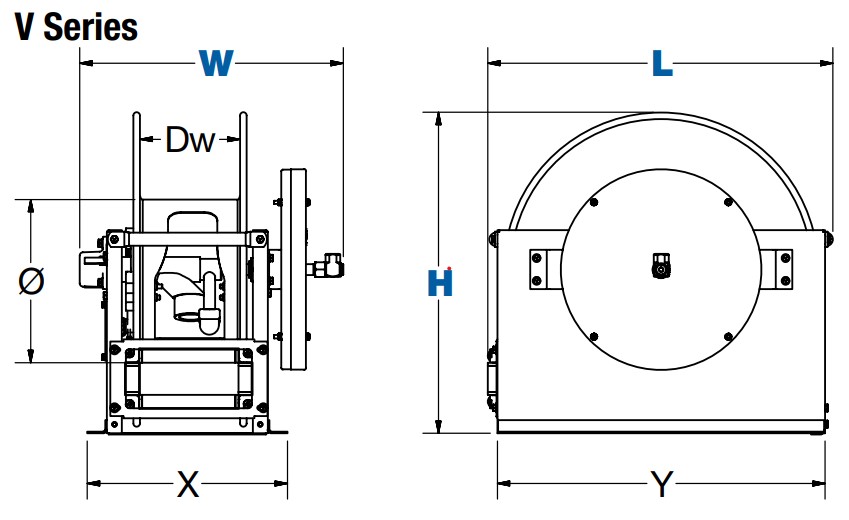 Coxreels Vacuum Only Direct Crank Rewind: 1 1/2″ – 2″ I.D., 50′ hose  capacity Model V-117H-850