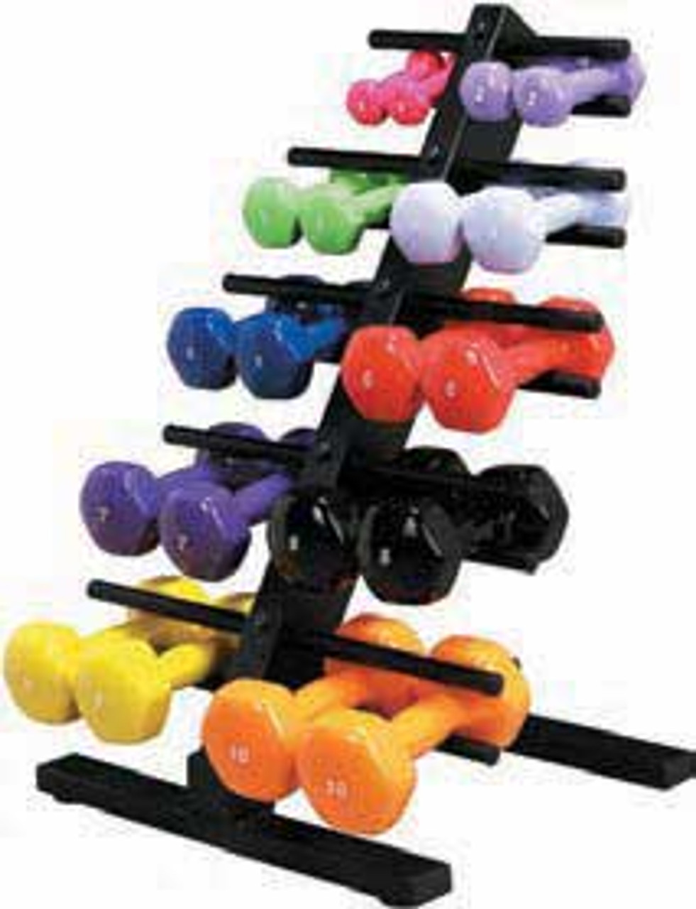 Executie rooster Moet Cando Vinyl Coated Cast Iron Dumbbell Set - 10 Pc w/ Floor Rack -  prohealthcareproducts.com