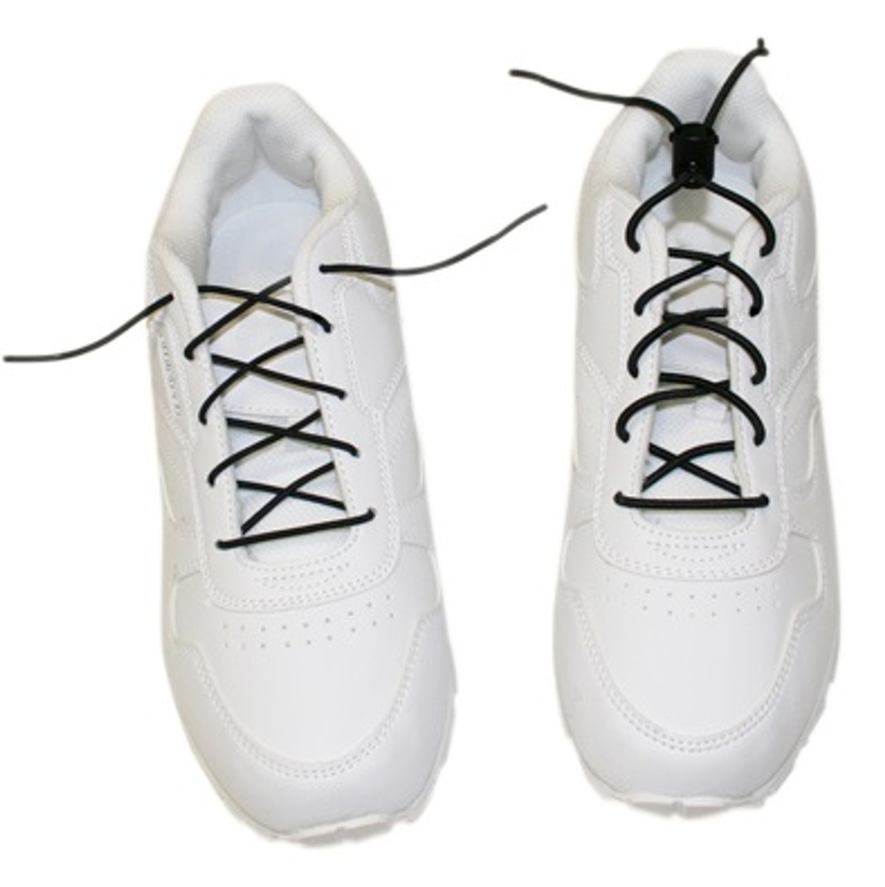 Elastic Shoe Laces with Cord-Lock (1 Pair, White Color)