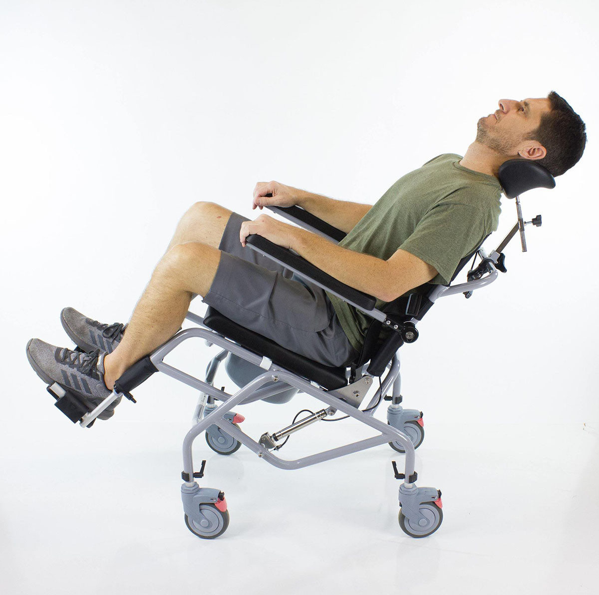 Tilt-In-Space Padded Reclinning Shower/Commode Chair