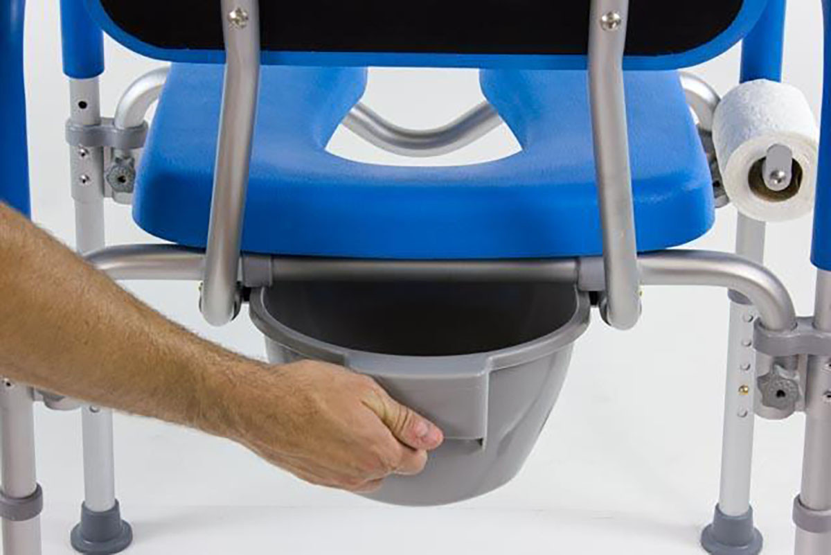 Dignity Commode Shower Chair - Padded, Adj. Ht., TP Holder (Blue)
