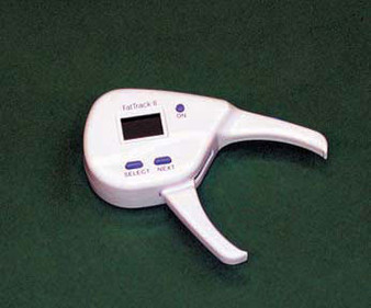 Caliper stores 3 measurements and then calculates and displays body-fat percentage.