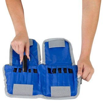 Adjustable Cuff ankle weight - 10 lb - 20 x 0.5 lb inserts - Blue  open