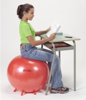 Unique inflatable ball has stabilizing "feet" that keep the ball from rolling when not in use