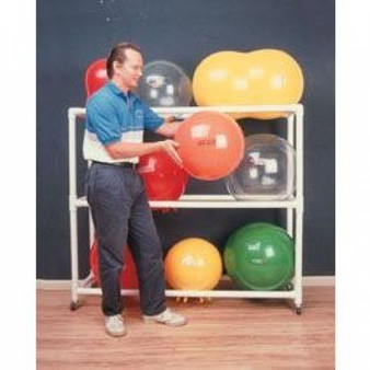 PVC Mobile Floor Rack for Inflatable Exercise Ball (62 x 20 x 72 inches, 3 Shelf)