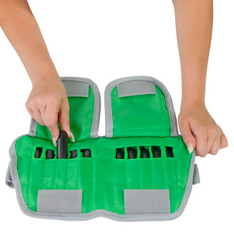 Adjustable Cuff ankle weight - 5 lb - 10 x 0.5 lb inserts - Green open
