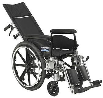 Drive, Viper Plus GT Full Reclining Wheelchair, Detachable Full Arms, 18" Seat