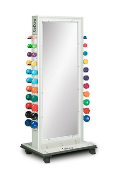 CanDo Mobile Weight Rack and Mirror - with the Accessories Package (Cuff Weights, 50yd Band Set, Dumbbells)